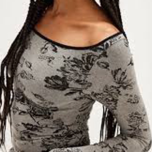 Free People floral long sleeve thermal boho top - Picture 1 of 6